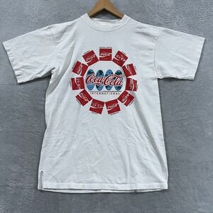 Vintage 1990 Coca Cola of the World International Flags Shirt Rare White‎ XL 90s